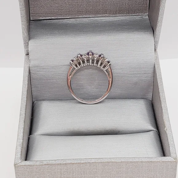 Marquise Genuine Amethyst 925 Sterling Silver Ring